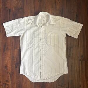 Vintage 90s Arrow Dover Button Up Shirt Mens 15 1/2 White Collared Stripes